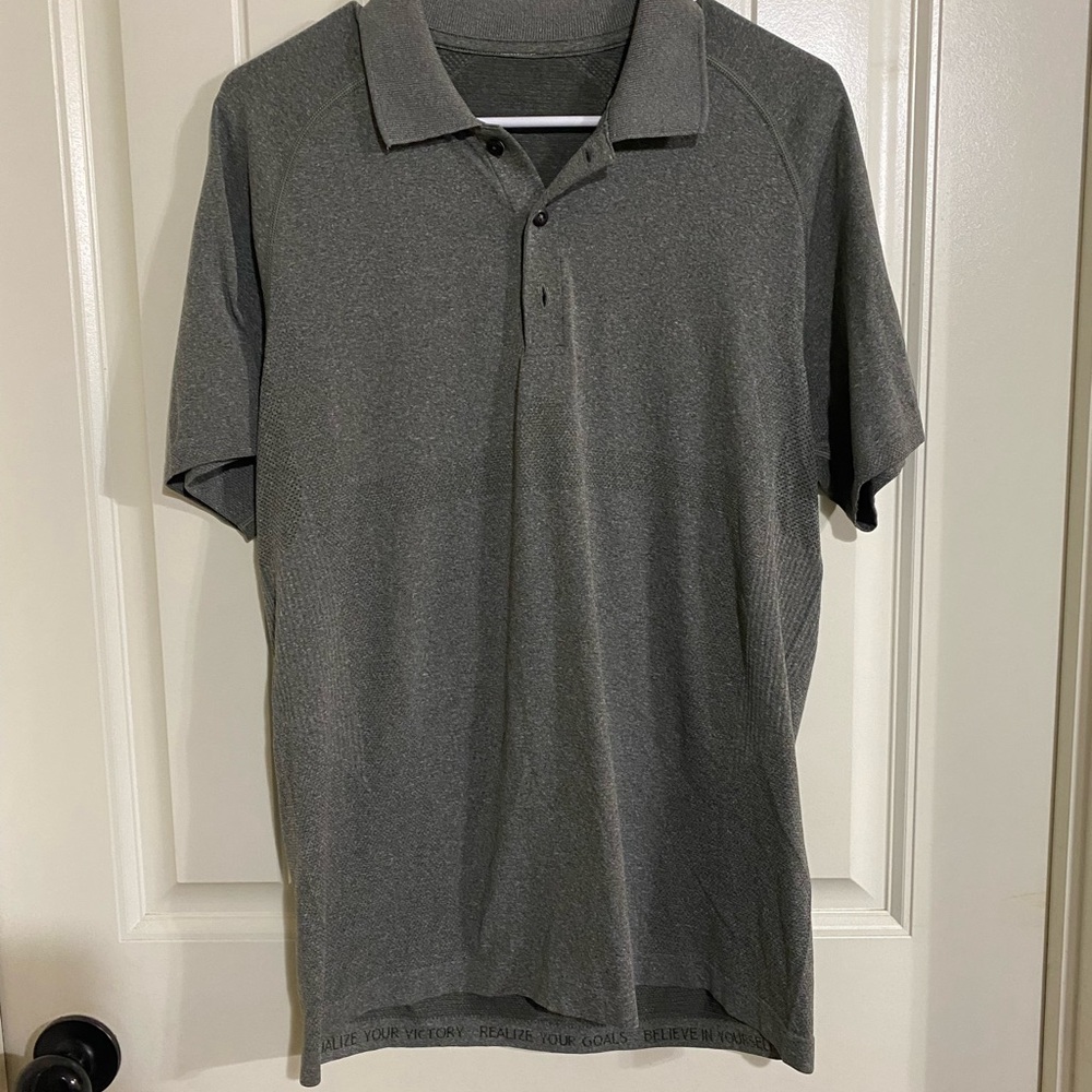 Lululemon Gray Polo Shirt with Classic Collar and Short Sleeves
